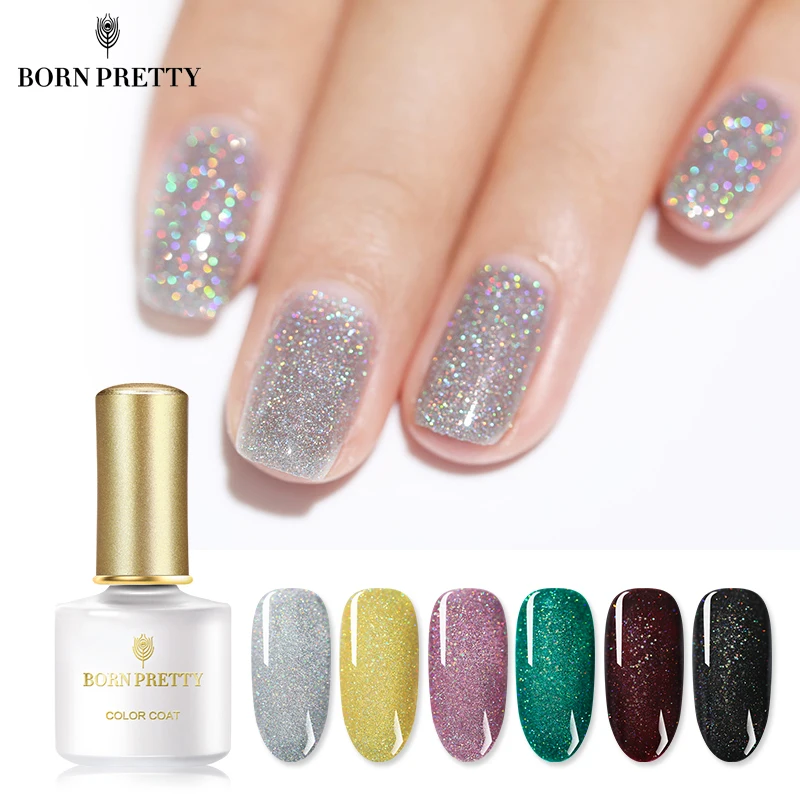 BORN PRETTY гель для ногтей 6 мл мерцающий Блестящий цветной Серебряный Сияющий