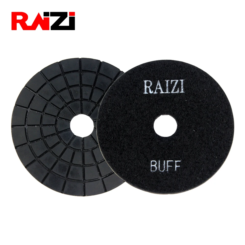 Raizi 95 degree brightness 4 inch wet diamond polishing buff pad/disc white/black on granite and marble