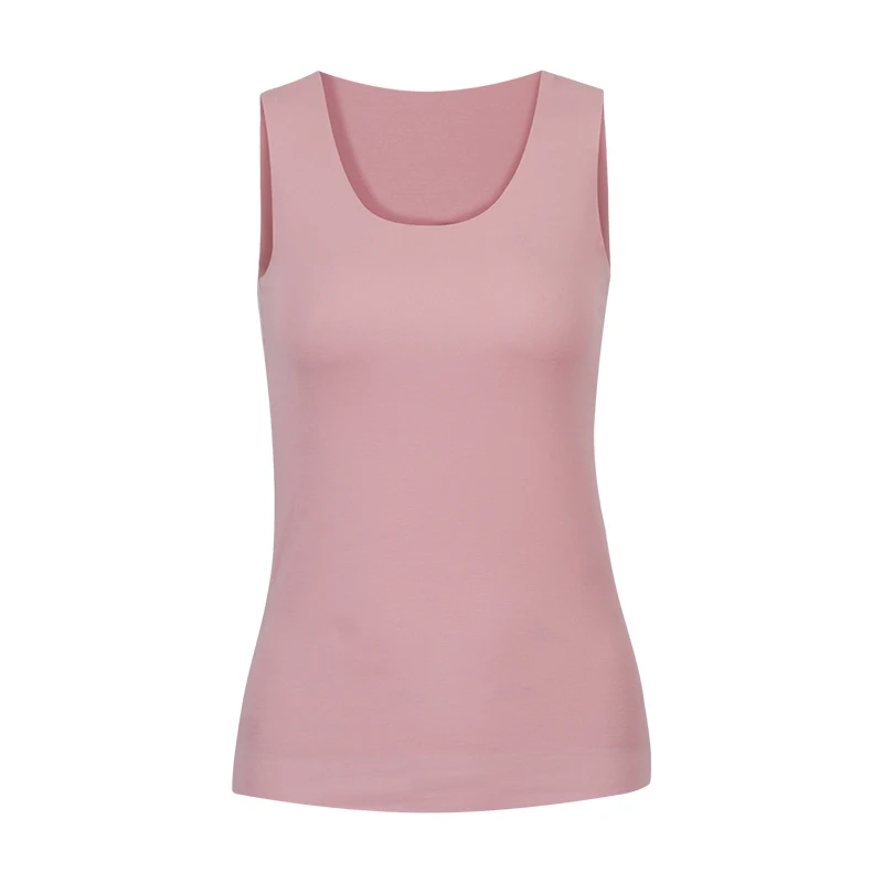 u-pink Wixra, базовый топ, Женский хлопковый жилет, Женские повседневные топы, без рукавов, однотонный жилет, рубашка для женщин, мягкий, элегантный, простой, v-образный вырез, топы, футболки - Цвет: u-pink