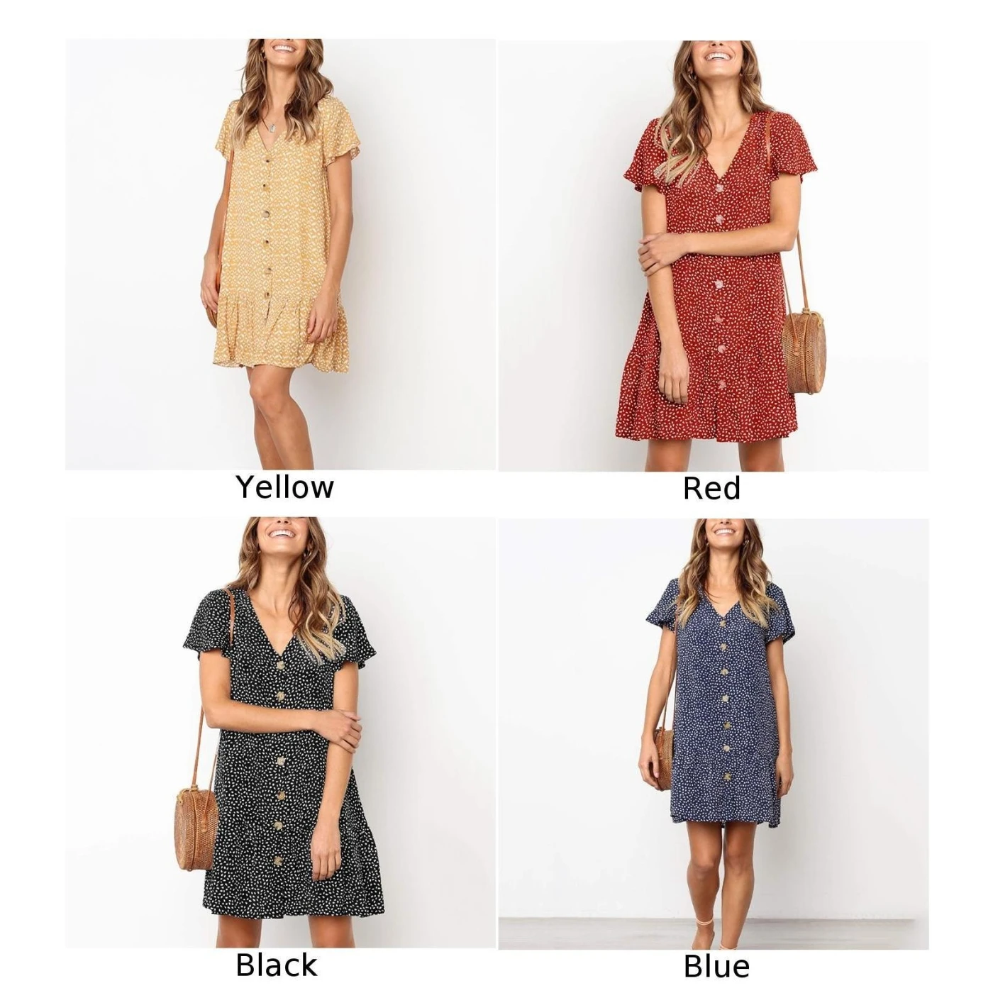 Летнее пляжное праздничное дамское повседневное печатное цветочное мини платье