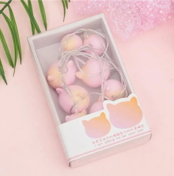 pink cat Красочные Щенячий Кот планета КИТ спальня kule ledowe лампа AA батарея смолы материал вспышки световые гирлянды 8 головок Крытый светодиодные полосы - Испускаемый цвет: pink cat