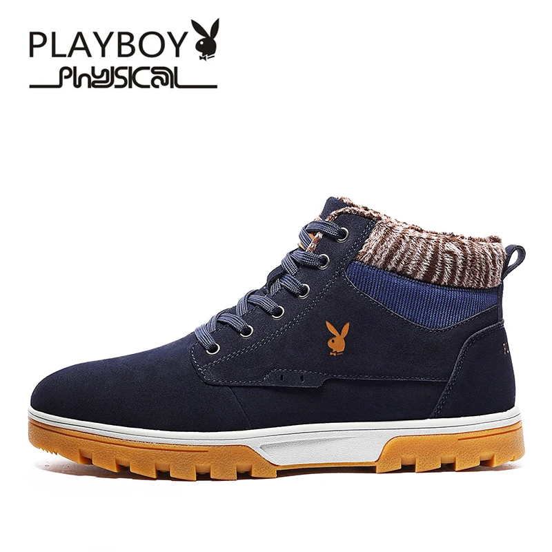 Ботинки Playboy мужские зимние Коровья замша хлопок на шнуровке DS67136|boots winter|boots winter