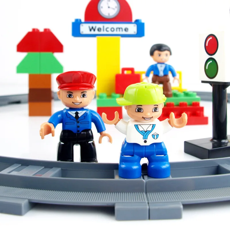 Рельсовые строительные блоки сборные полицейские с большим треком
