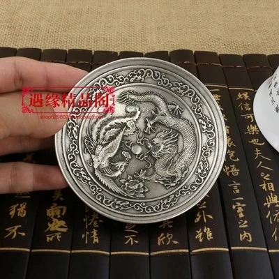 

Make Old White Copper Dishes Relief Pattern Dragon And Phoenix Beads