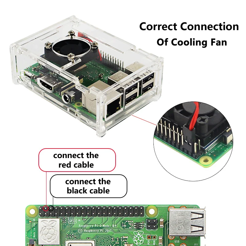 Raspberry Pi 3 акриловый прозрачный корпус с охлаждающим вентилятором подходит для