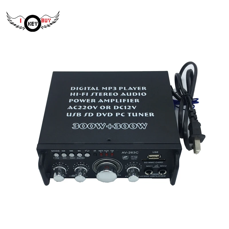 I Key Buy 1 компл. Цифровой mp3-плеер Hifi стерео аудио усилитель мощности 300 Вт AC220V или DC12V