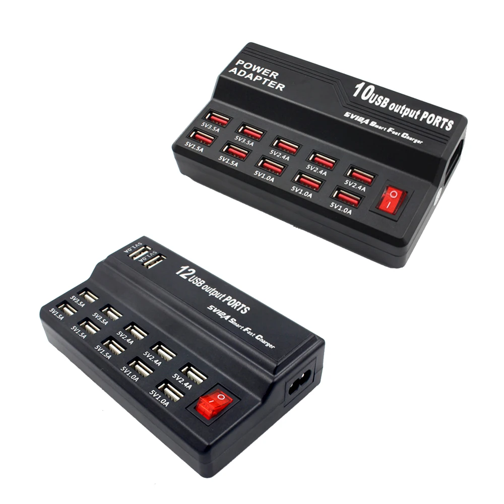 10/12 портов USB умная электростанция концентратор Быстрая зарядка настенное