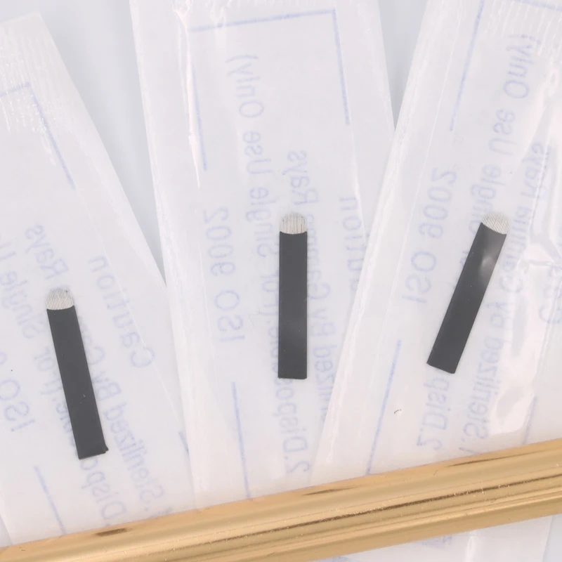 100PCS Black Microblading U-Shape 18 pin Flex Eyebrow Manual Tattoo Needles For Permanent Makeup Embroidery Pen Blade | Красота и