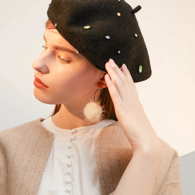 Норковый пушистый шар серьги темперамент Симпатичный плюшевый длинные |