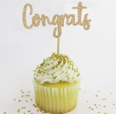 

glitter Congrats graduation party Appetizer Picks birthday cupcake toppers baby shower Anniversary doughnut toothpicks