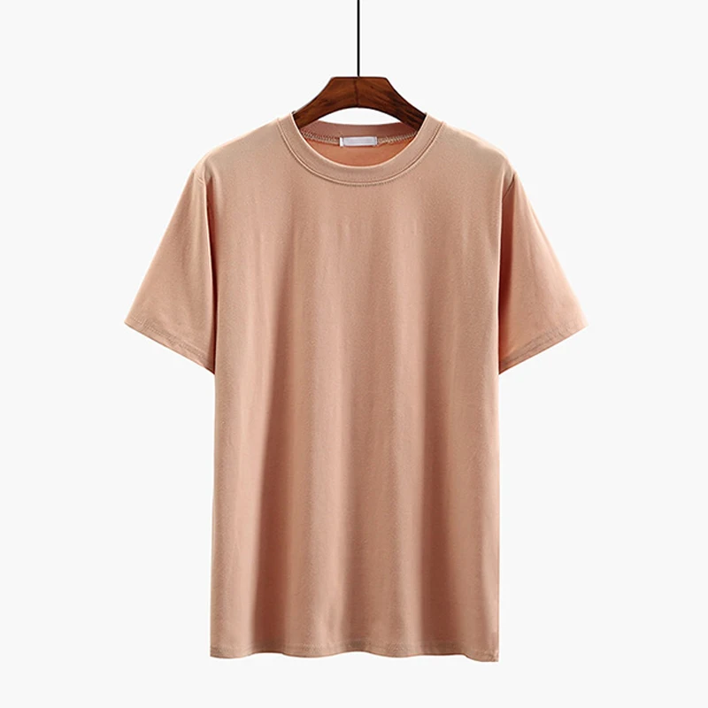 pink Женская футболка, Повседневная хлопковая футболка для девушек, топ, футболка с коротким рукавом и круглым вырезом, женские топы, Прямая поставка, весна-лето - Цвет: pink