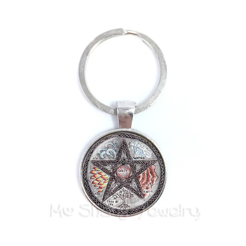 Брелок Mystic Pentacle satolic брелок со стеклянным кабошоном Goth аксессуары Wiccan Star молитвы