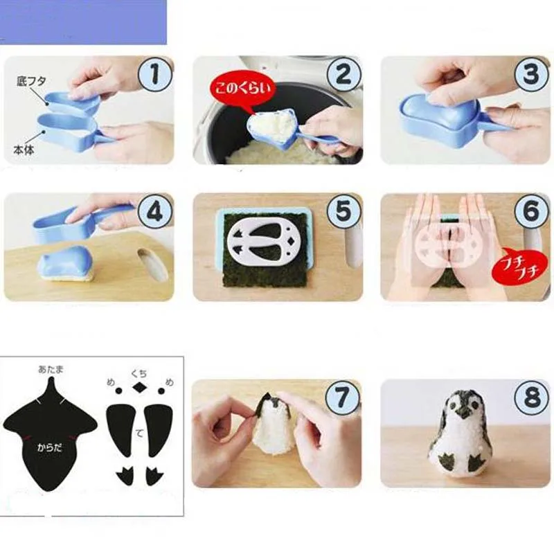 Горячая 1 Набор милый пингвин форма Суши производитель нори удар набор