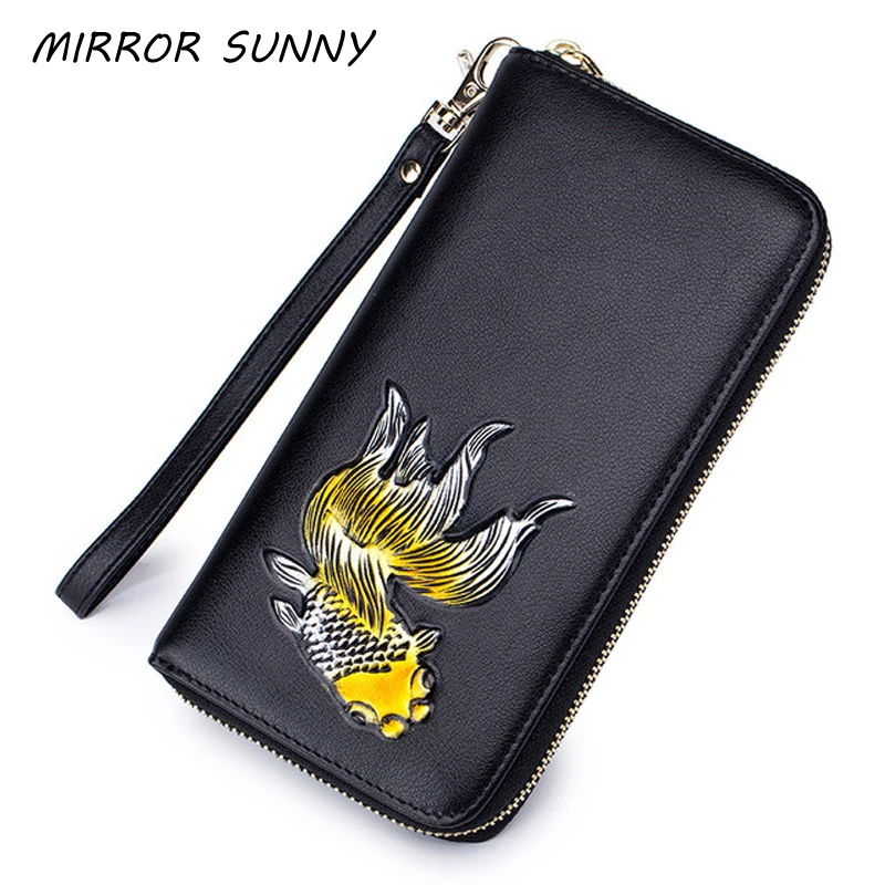 RFid креативный женский кошелек рыбий Дизайн Женский Длинный с молнией из