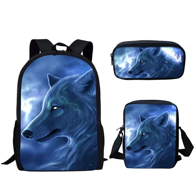 HMC1601CEK INSTANTARTS 3D Волк рюкзак для молодых девочек и мальчиков Mochila студенческий школьный крутой животный узор мужской набор Рюкзак Детские сумки для книг - Цвет: HMC1601CEK