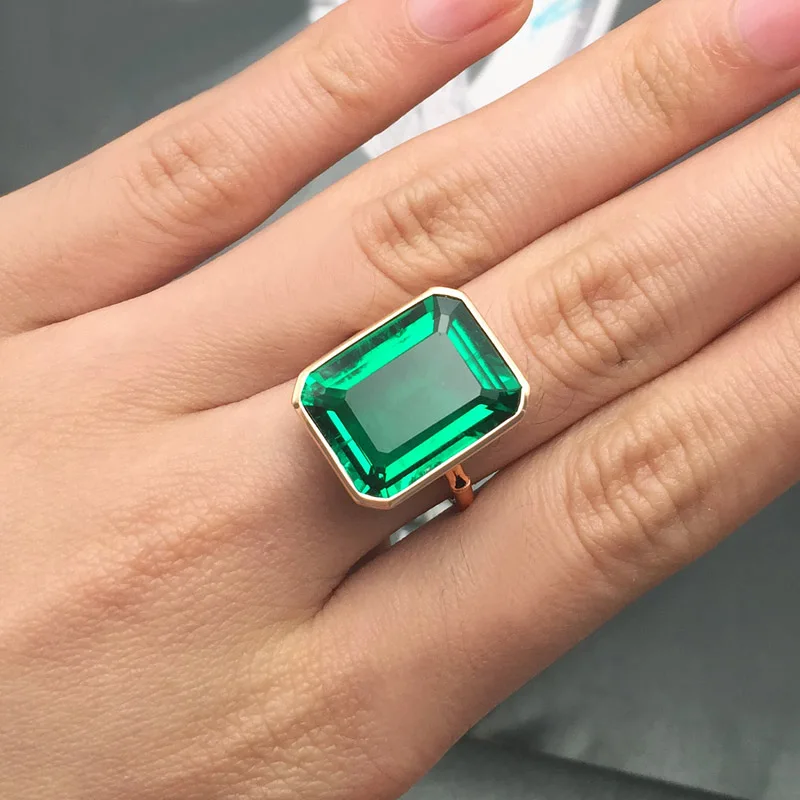 AAA 3ct Solid 14K Yellow Gold Colombia Moissanite Green Primcess Cut Emerald Ring Engagement Jewelry For Women | Украшения и