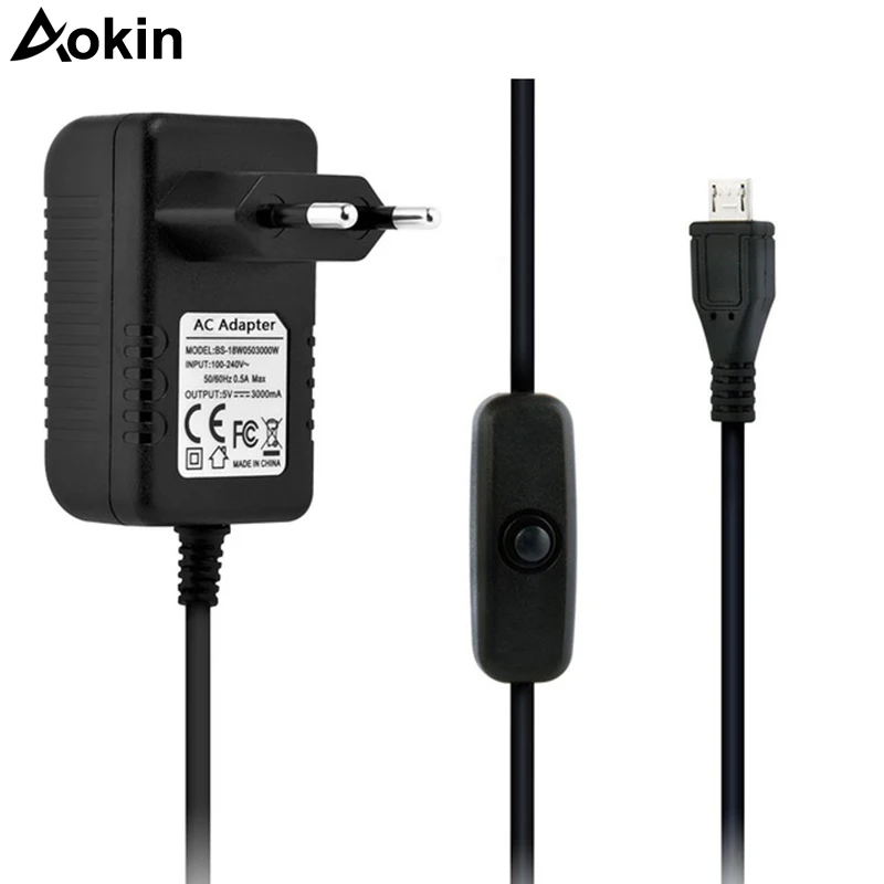 5 в 3 А для Raspberry Pi B + блок питания адаптер переменного тока Micro USB с переключателем