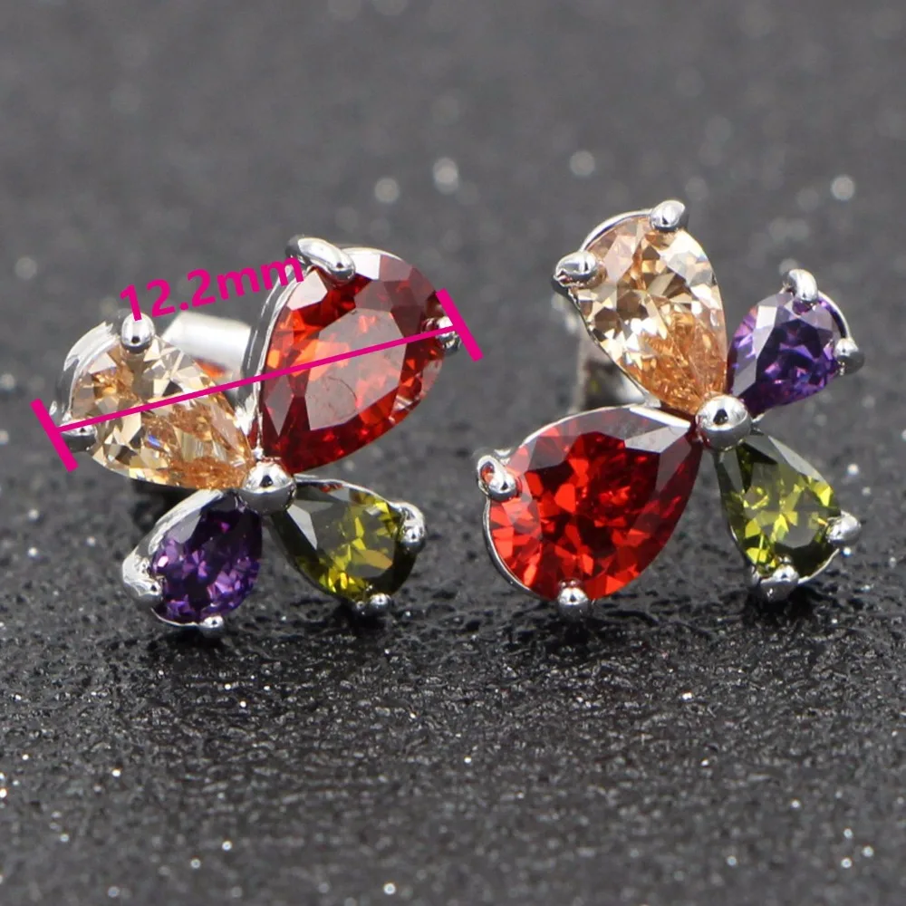 HeeZen 2017 Модные Позолоченные Серебряные серьги гвоздики с 4 шт разноцветный AAA