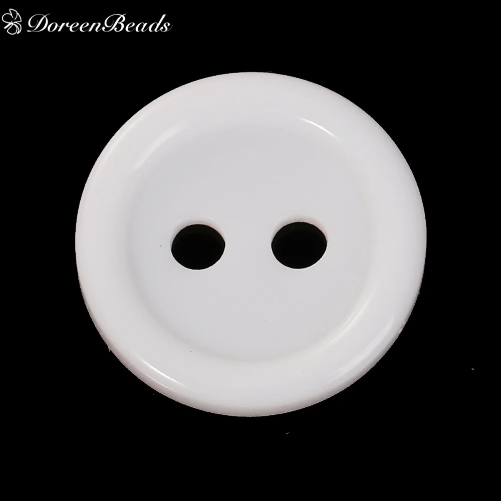 

DoreenBeads Resin Sewing Scrapbooking Buttons Round White 2 Holes 11mm( 3/8") Dia, 20 PCs