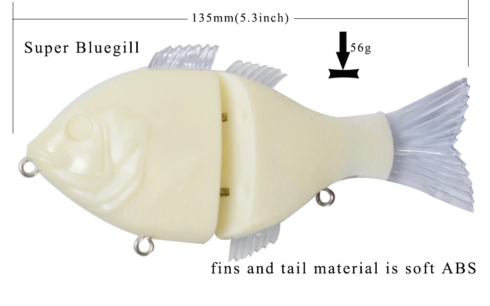 5,3 дюймов 56 г пустая супер Bluegill Swimbait идеальная скользящая приманка для рыбалки плавающая приманка для ловли щуки и окуня