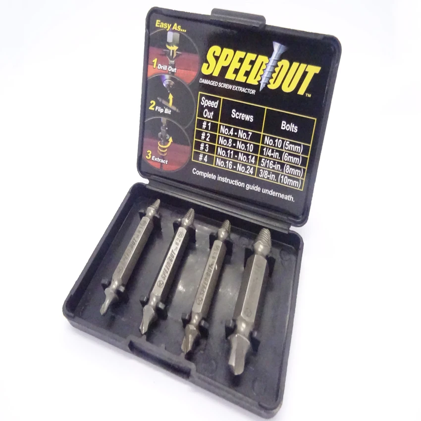 4pc/set Speed Out Core Drill bit Damaged Screw Extractor Remover For Removing Any stripped screw (phillips Flat Hex) | Инструменты