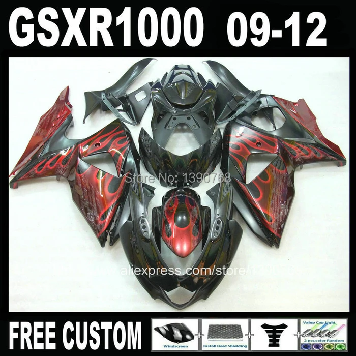 Высококачественный комплект инжектора для SUZUKI GSXR1000 2009 2012 K9 GSXR 1000 09 10 11 12 red flames in