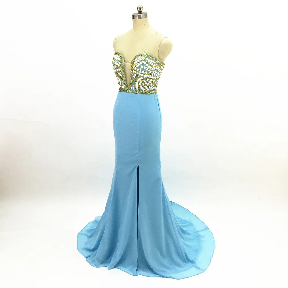 Русалка Выпускные платья 2020 Сплит Вечерние Милая Формальные с камнями Vestido De Festa