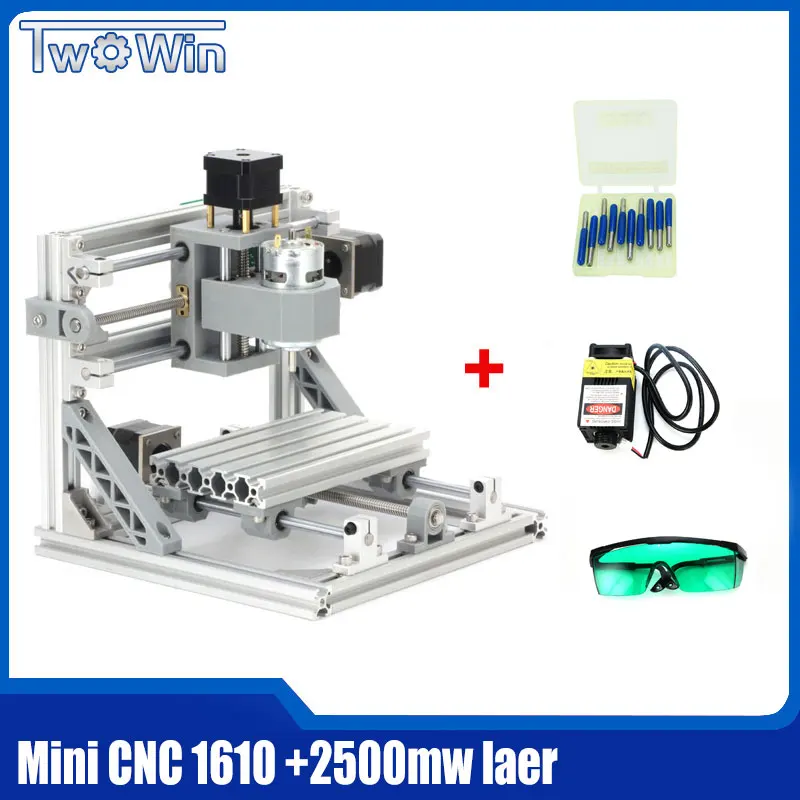 CNC 1610 + 2500 МВт GRBL Diy мини ЧПУ высокой мощности лазерной гравировки 3 оси pcb фрезерный