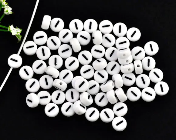 DoreenBeads акриловые разделительные бусины плоские круглые белые буквы с узором