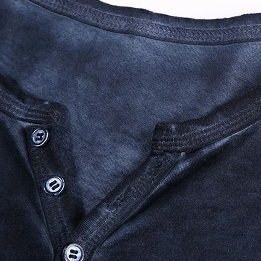 Мужская рубашка с v образным вырезом camisa henley повседневная Винтажная футболка