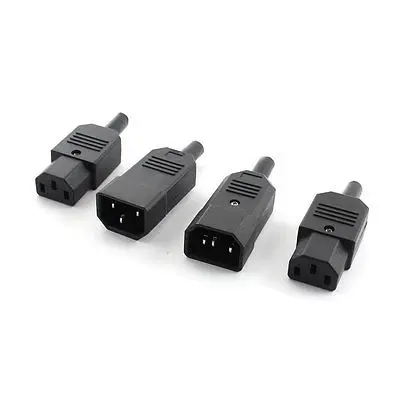 

2Pairs IEC C14 Male + C13 Female Inline Rewirable Power Connector AC 250V 10A