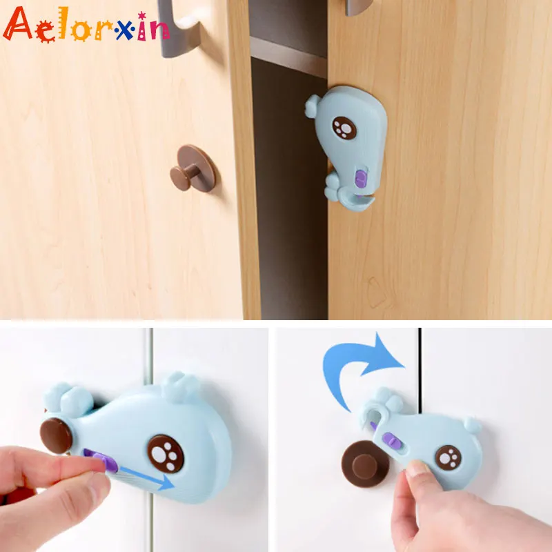 Cajones de puerta de armario de ballena para ni&ntilde;os, cerraduras de seguridad para refrigerador, cerraduras de beb&eacute;, 1 ud.-0