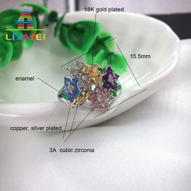Ring Jewelry Colorful Crystal Flower/Angel Shape for Women Size 5/6/7/8/9/10 Trendy Rings Gift | Украшения и аксессуары