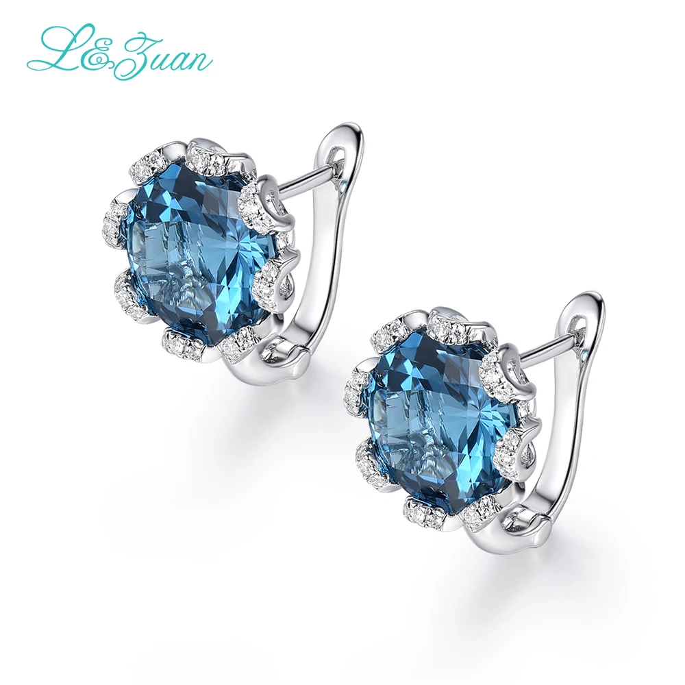 L & цзуань 925 Стерлингового Серебра 7.7ct Природный Топаз Голубой Камень Элегантный