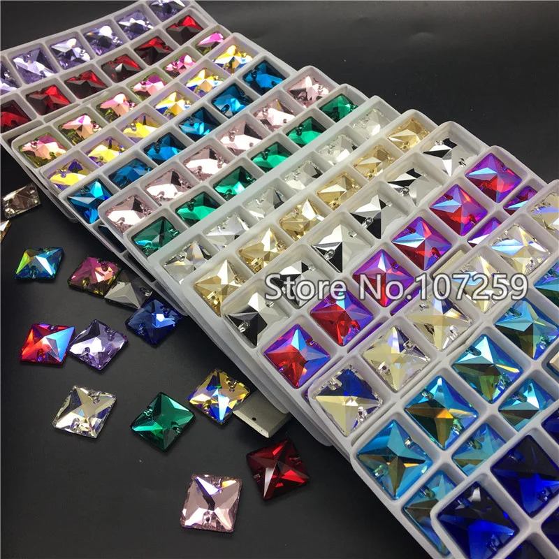 TopStone Square Shape Sew On Stones K9 Crystal Glass Sewing Rhinestones For Jewelry Dress Clothes | Дом и сад