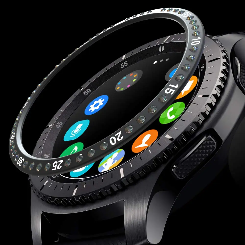 Алмазный Декор, Смарт-часы, чехол для samsung Galaxy Watch 46 мм 42 мм, ободок, кольцо, клейкая крышка, против царапин, металлическое кольцо
