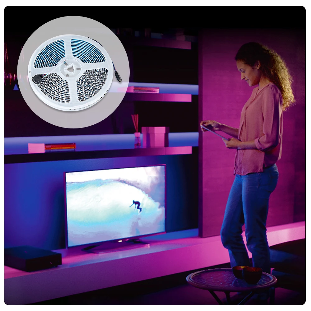 Светодиодная лента RGB светильник 12 В Tira s 3535 цветная Гибкая неоновая Диодная ТВ