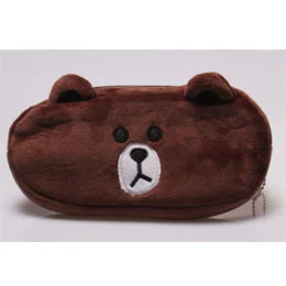 Brown 1 шт Kawaii подарок плюшевый Кошелек Единорог плюшевый карандаш кошелек Симпатичная цепочка для ключей Плюшевые чехол-кошелек для мелочи игрушки для K - Цвет: Brown