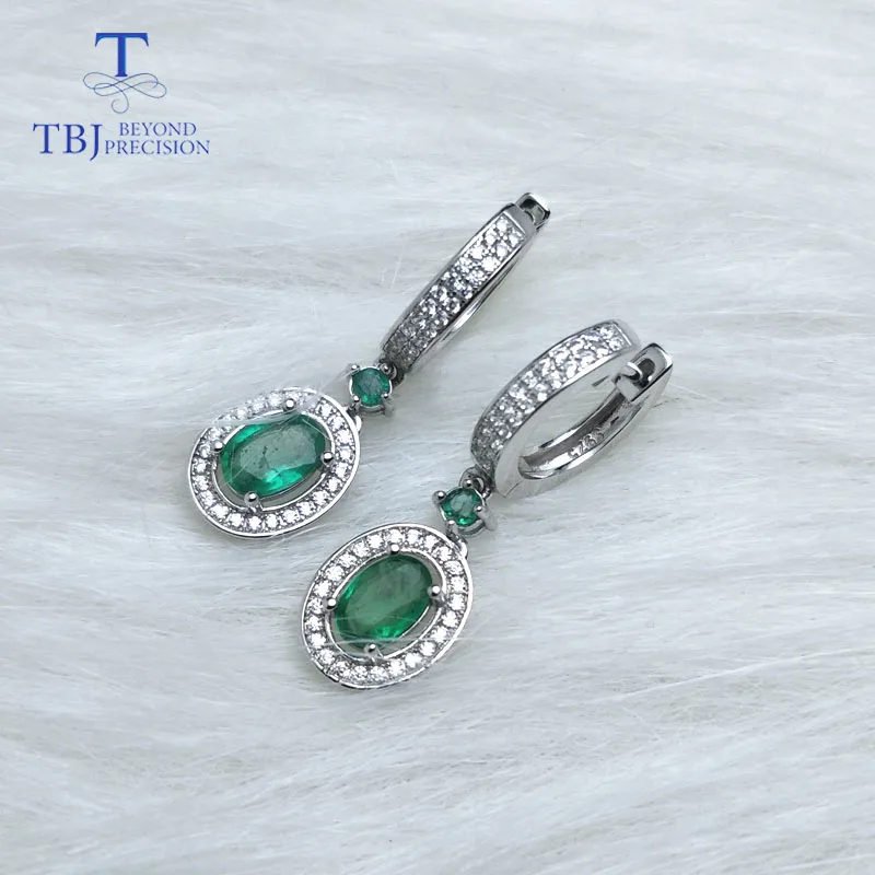 Женские серьги с изумрудом TBJ Подарочные ювелирные украшения натуральными