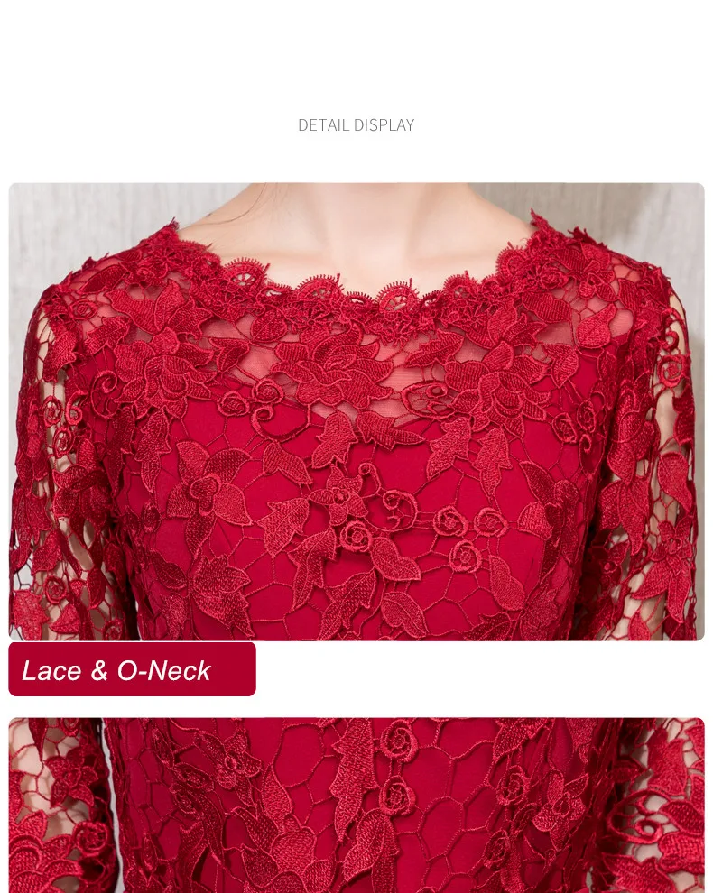 Robe de soiree Новое Кружевное тонкое вечернее платье vestido de festa с круглым вырезом, длиной до колен, плюс размер, вечернее платье для выпускного вечера, женское элегантное