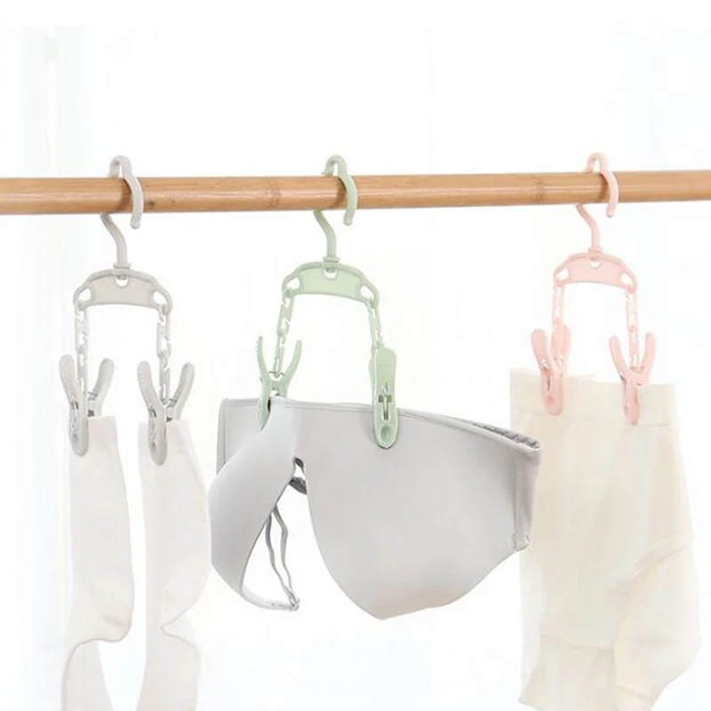 Portable Folding Hanger Clothes Clip Outdoor Travel Creative Fabric Hangers Racks Fasten Bathroom Hanging | Дом и сад