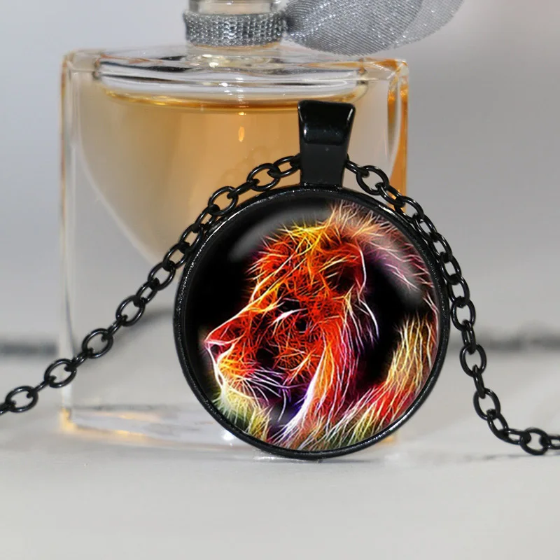 Ожерелье с подвеской в виде фрактального льва винтажное животное подвеска дикой