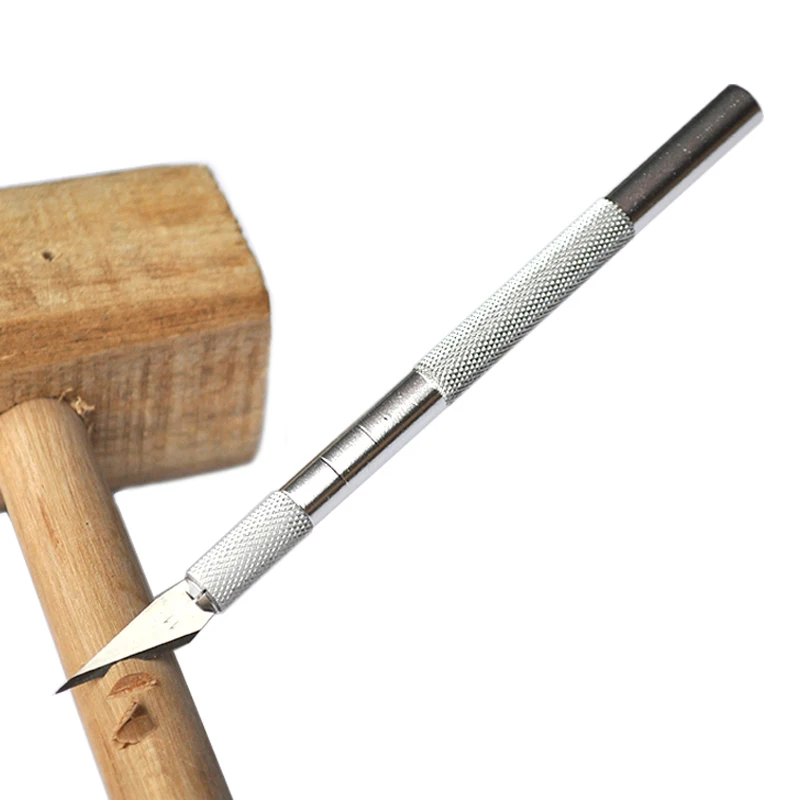 DEKO Non-Slip Metal Scalpel Knife Tools Kit Cutter Engraving Craft Knives Pen Cutter+ 6 pcs Blades for PCB Repair DIY Tool images - 6