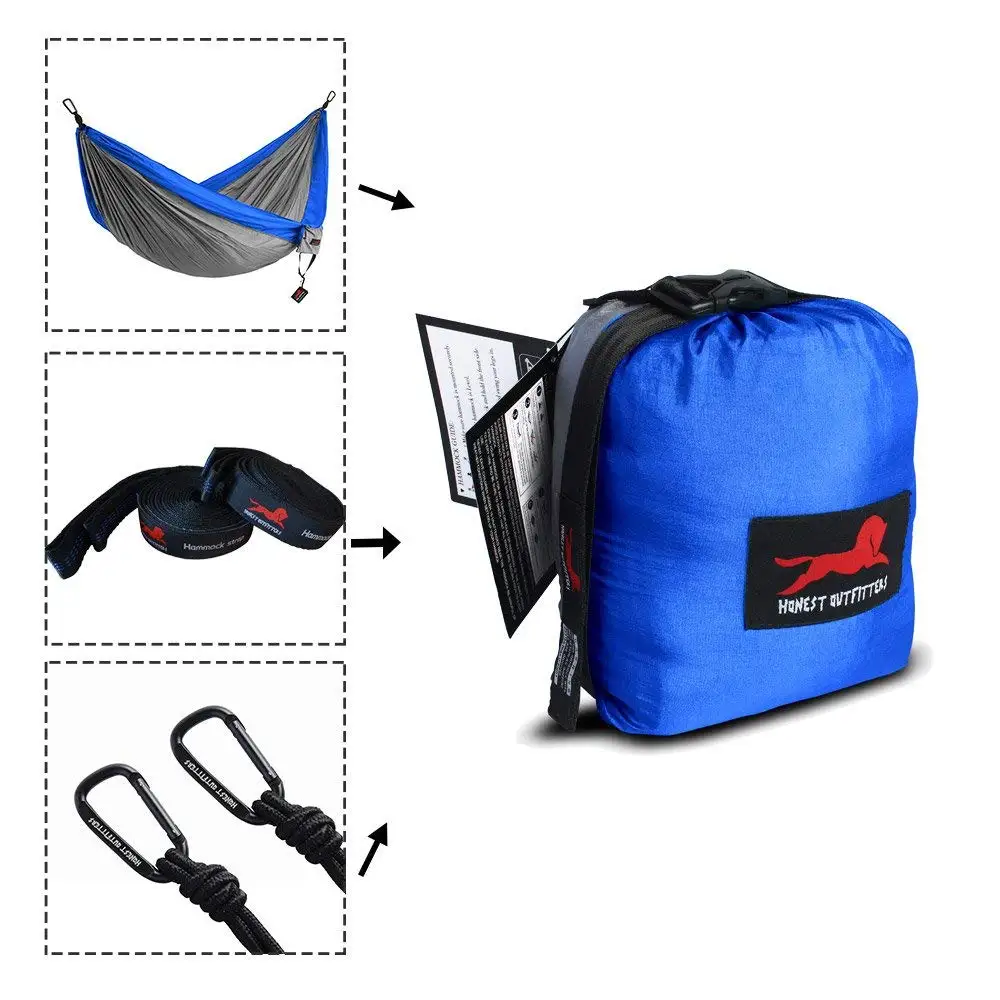 Кемпинг гамак с укрепительные ремешки Портативный парашют один нейлон для