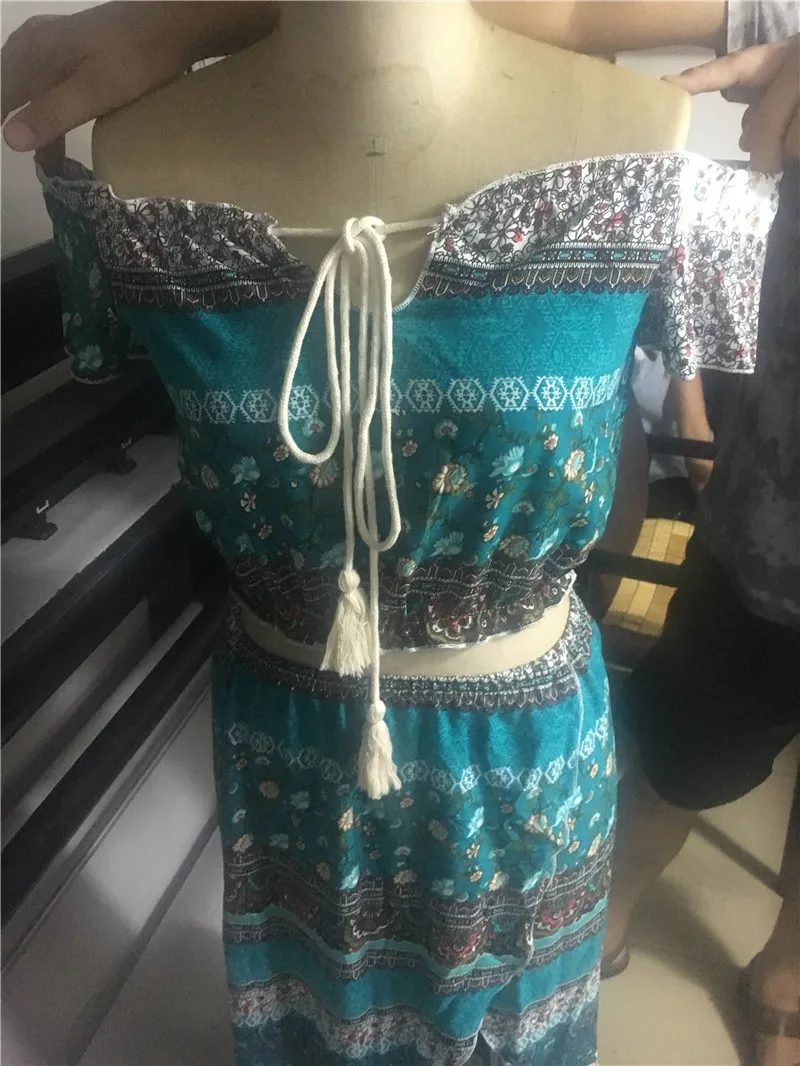 Женская летняя новая мода Boho Сексуальные вечерние комплект из двух частей