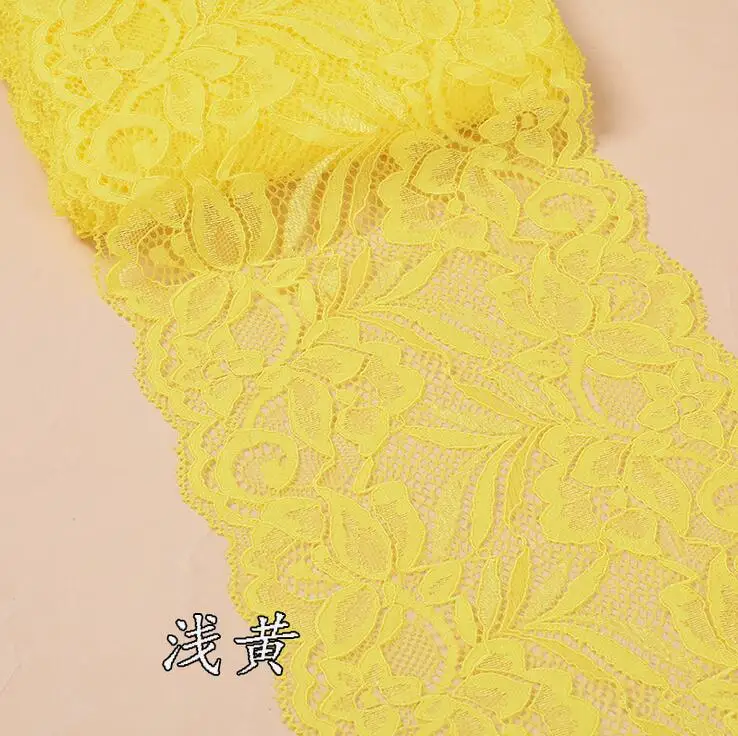 Light Yellow 2 ярда 15 см широкая нейлоновая эластичная кружевная отделка для одежды DIY повязка на голову аксессуары швейная аппликация эластичная французская Сетка кружевная ткань - Цвет: Light Yellow