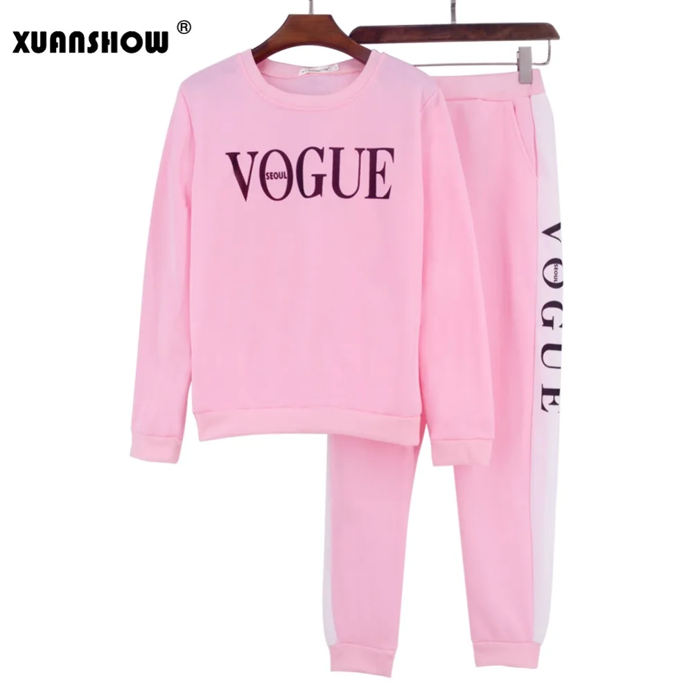 XUANSHOW спортивный костюм женский 2019 Осень зима Женский VOGUE Письмо напечатано 0
