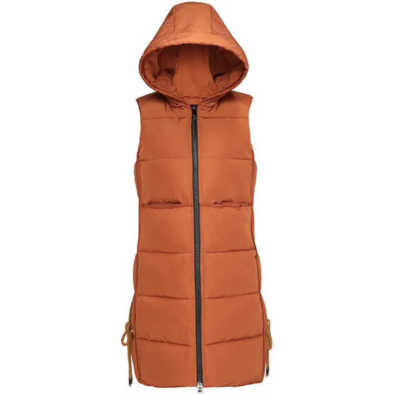 Winter Vest Women 2018 New Fashion Waistcoat Slim thick Vests Hooded Cotton-padded Warm Long Female coat plus size | Женская одежда
