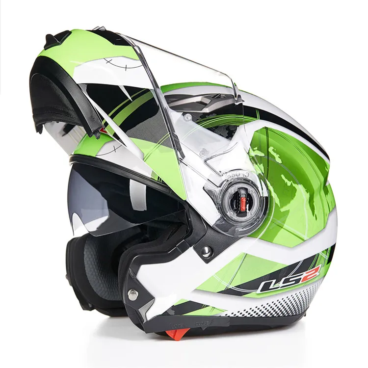 LS2 FF370 модульный Filp up мотоциклетный шлем полный уход за кожей лица гоночный скутер Casco Moto Capacetes de Motociclista двойной козырек - Цвет: Green Universe