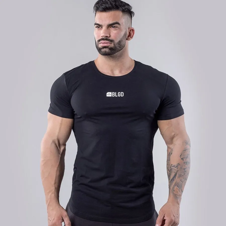New Men Bodybuilding Skinny T-shirt Summer Casual Short sleeve Cotton Tee Shirt Male Gyms Fitness Workout Tops Crossfit Clothing | Мужская